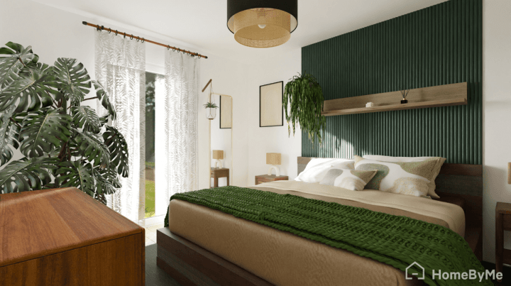 Chambre parentale au design durable et tendance biophilique