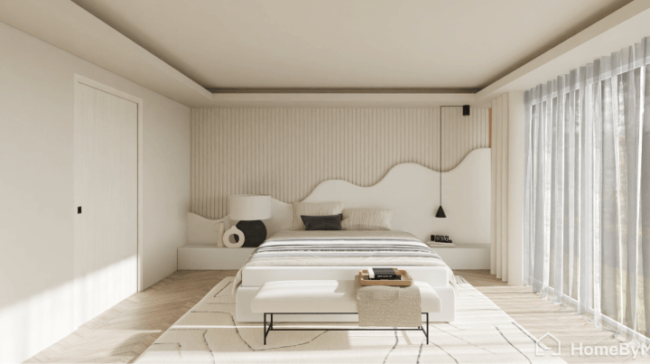 Chambre parentale aux lignes courbes et douces