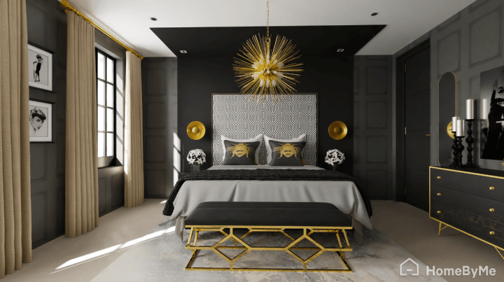 Chambre parentale maximaliste et sombre