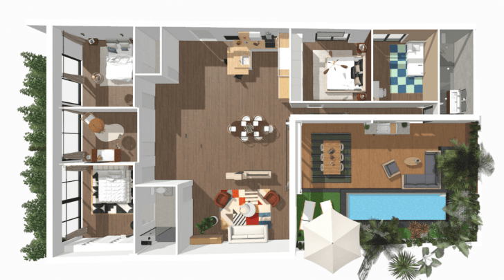 5 Bedroom House Plans with a 3D Software