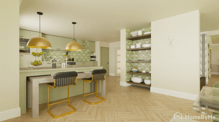 Architectural plans of a designed kitchen