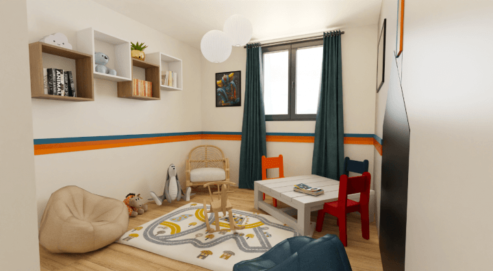 3D plan of a boy room
