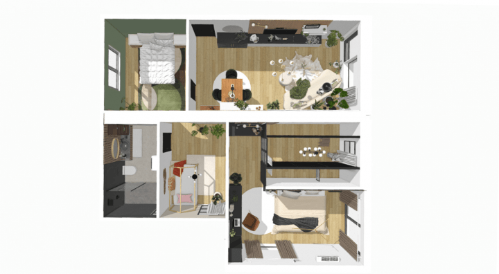 3d bedroom appartment plan
