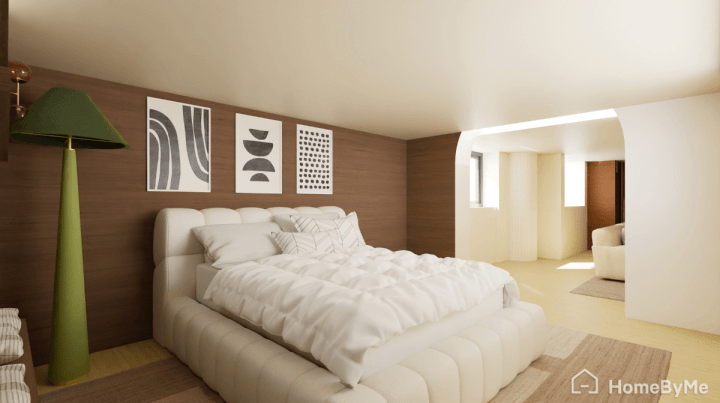 3D mock-up of a basement bedroom plan