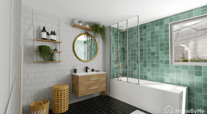 Salle de bain avec baignoire