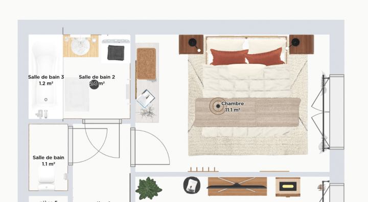 Plan 2D d'une chambre à coucher