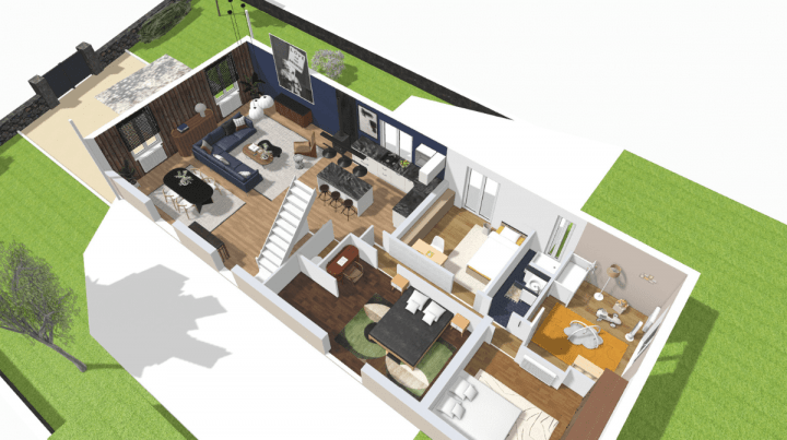 Layout for a 4 bedroom barndominium floor plan