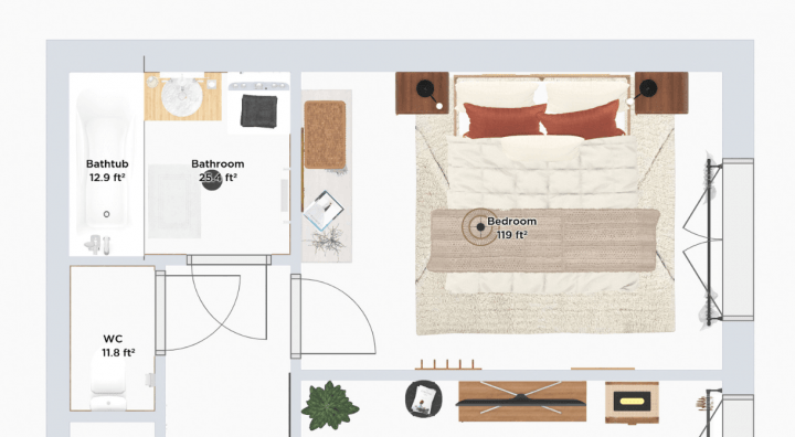 2D floor plan of a bedroom