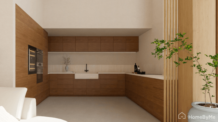 Aménagement de style scandinave d'une cuisine en U
