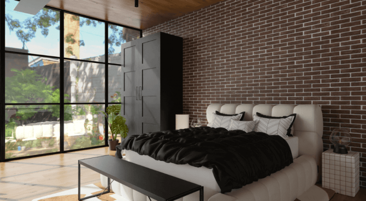 Chambre de style industriel