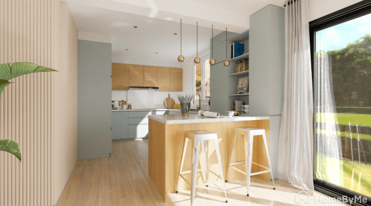 Design of a U-kitchen with HomeByMe