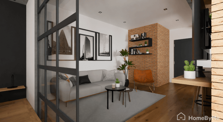 Industrial inspiration for small appartement living room