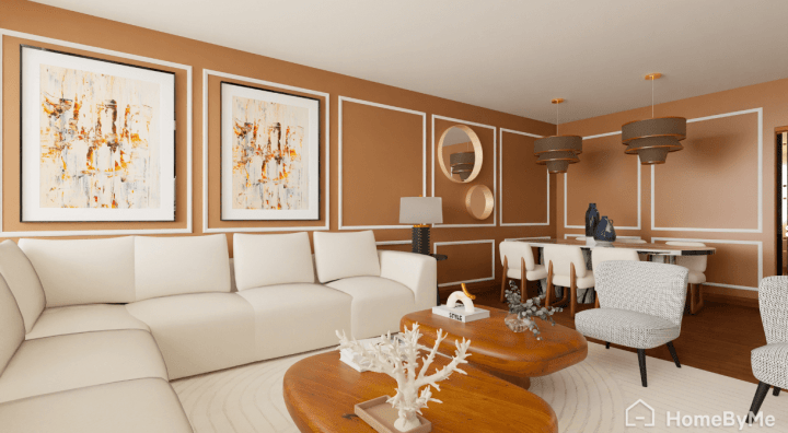 Trendy brown living room