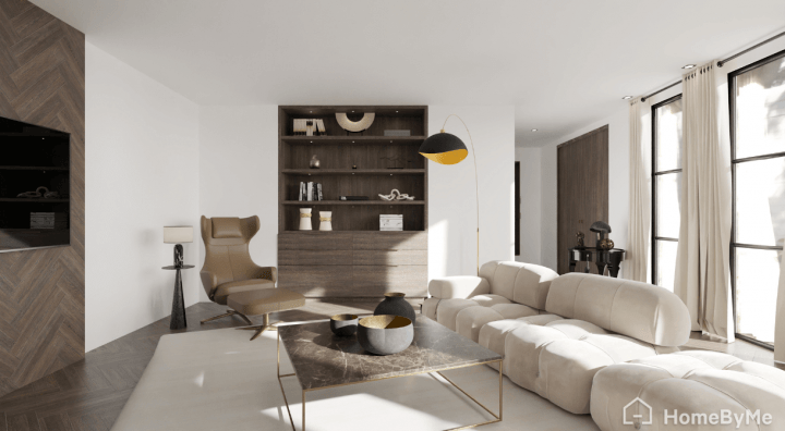 Grey materials for a designer living room