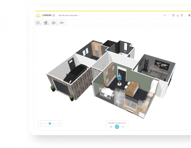 Plan 3D maison générée via le logiciel gratuit homebyme