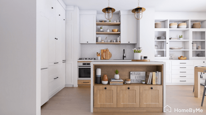Rendu réaliste 3D d'une cuisine