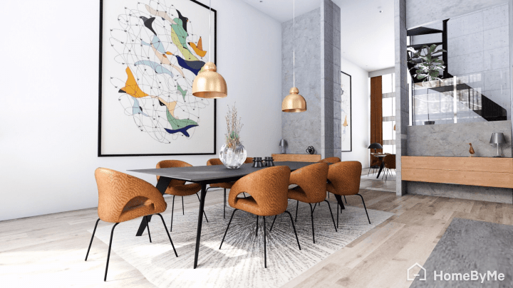 Rendu réaliste 3D d'une salle à manger