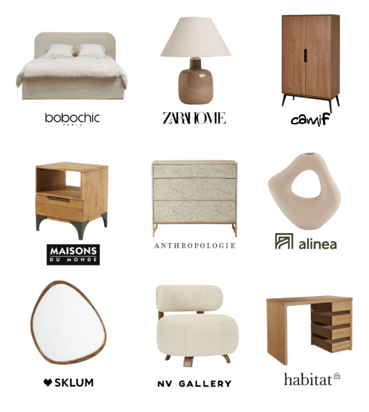 catalogie mobilier et accessoire chambre pour plan 3D