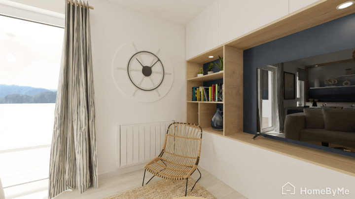 Ancre décorative murale et fauteuil en rotin