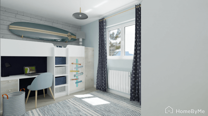 Chambre d'enfant dans un style bord de mer