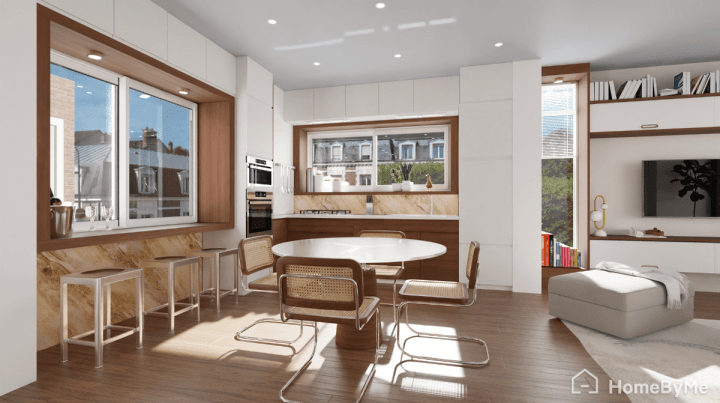 Living room with iconic furniture for mid century decor