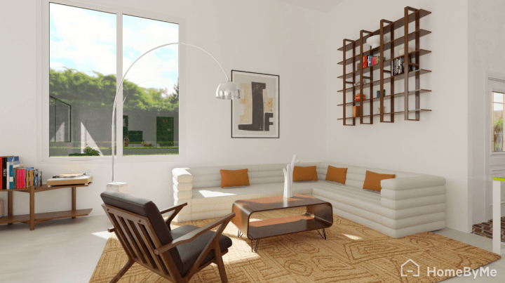 Simple and functional mid-century modern living room