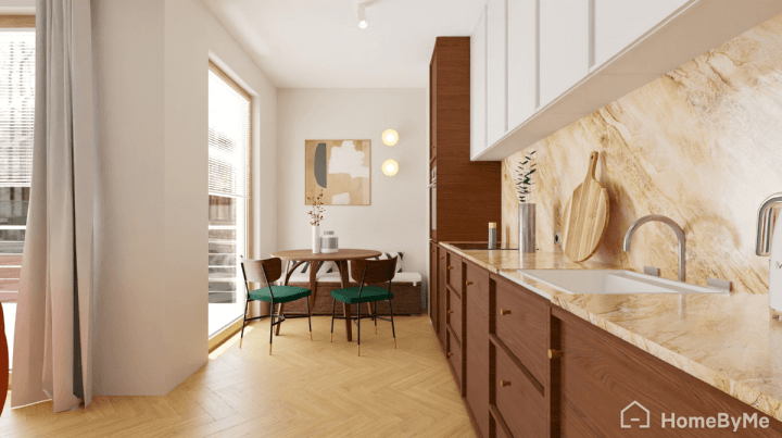 Mid-century modern style open kitchen