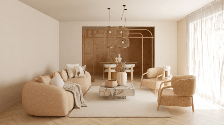 Modern dreamy interior living room