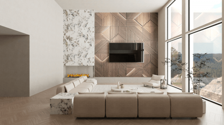 Trendy and luxurious modern style living room