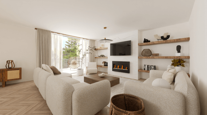 Organic shape furniture in a modern living room