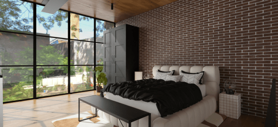 industrial bedroom realistic view created with the homebyme planner