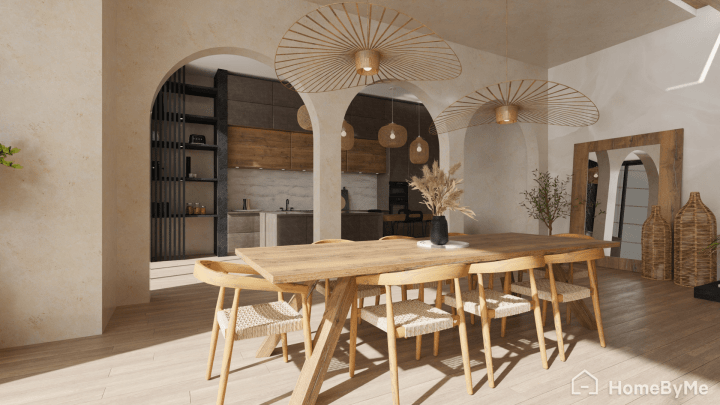 Imagen realista en 3D creada en HomeByMe de una cocina mediterránea