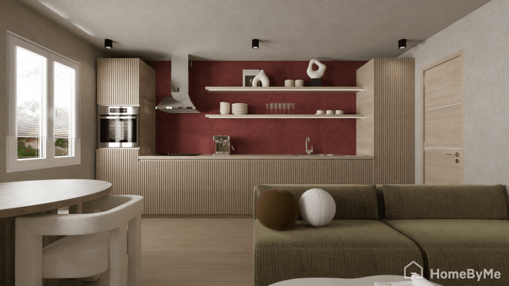Imagen realista en 3D creada en HomeByMe de una cocina moderna