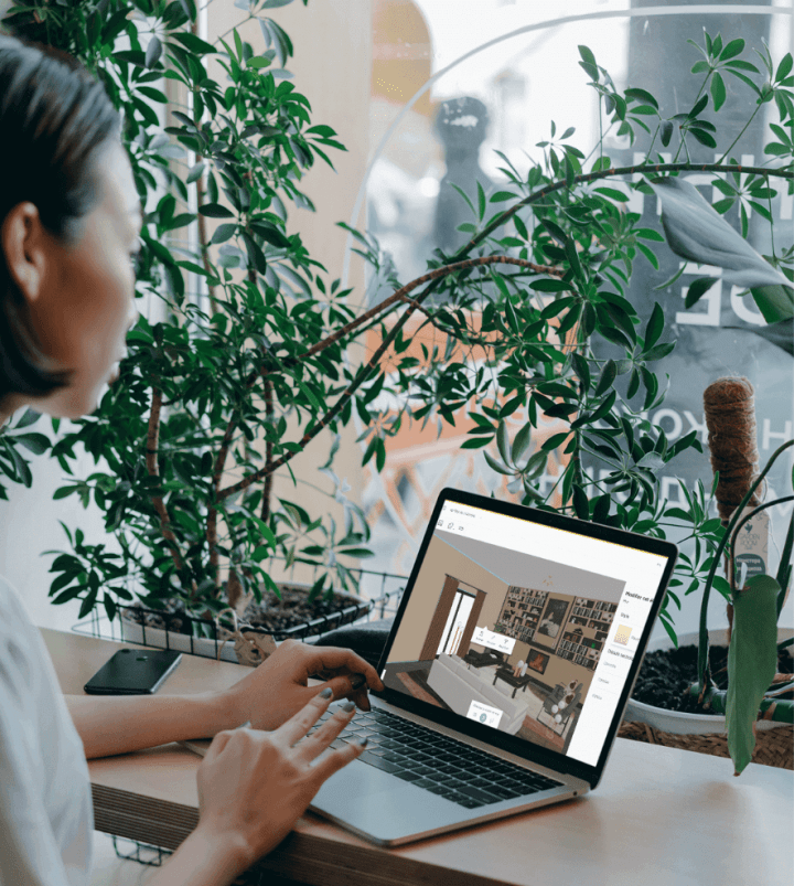 LP Seo Image d'une personne travaillant sur le planner 3D pour créer un salon salle à manger