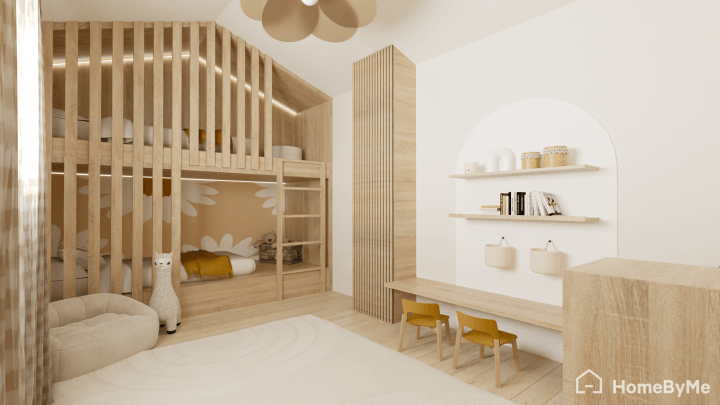 4K image of a trendy beige room for a baby