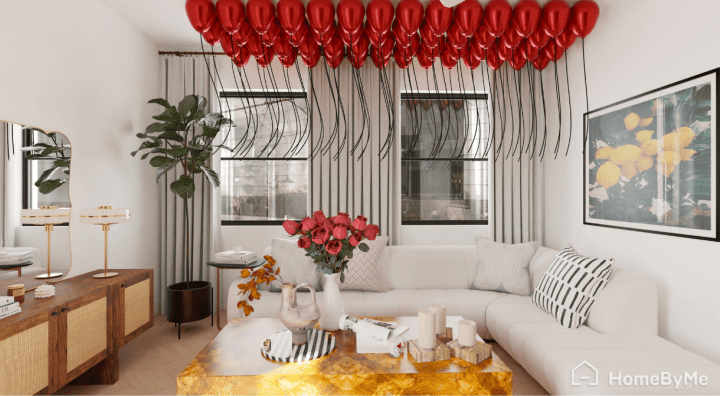 Idées déco St Valentin arche de roses réalisée avec un planner 3DIdées déco St Valentin ballons flottant réalisée avec un planner 3D