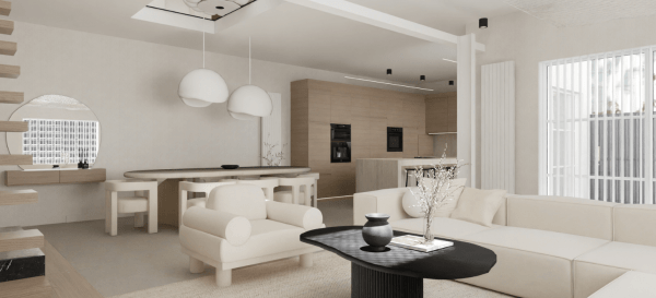 Classy white and bright makeover of a spacious living room