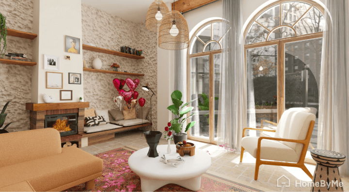 valentin's day living-room 3 deor idea in 3D project realized with HomeByMe 3d planner