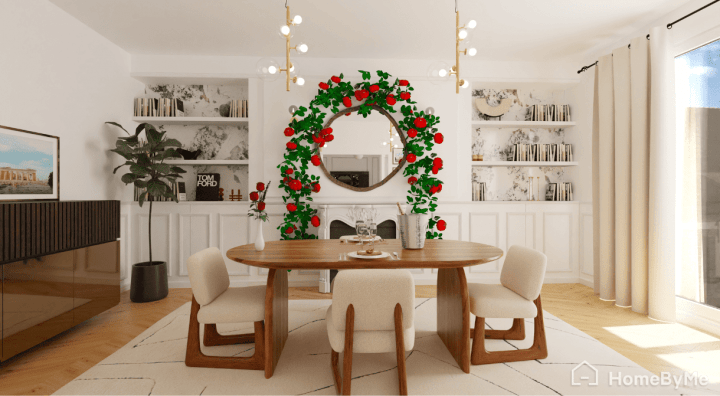 valentin's day dining room deor idea in 3D project realized with HomeByMe 3d planner