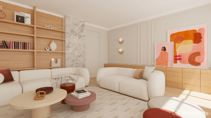 Scandinavian trendy interior decor with pops of color