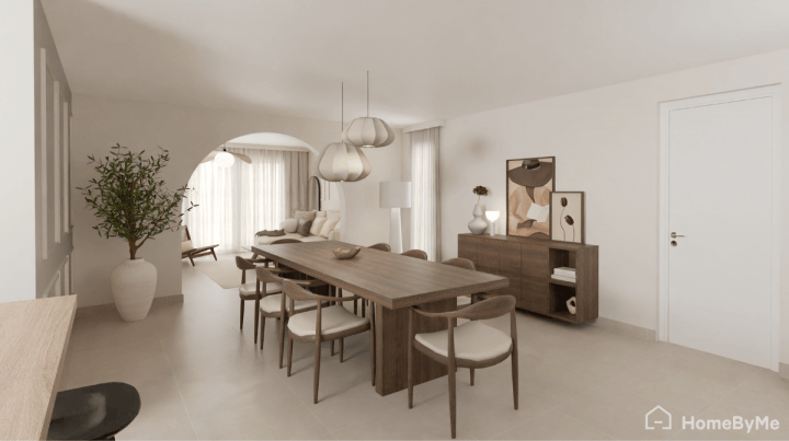 Image of a light and trendy scandinavian dining room