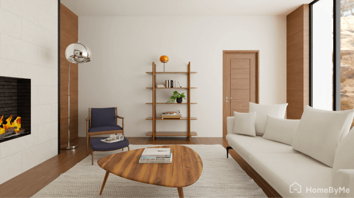 4K image of a warm and comfy scandinavian living room