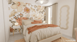 floral patterns for a relaxed bedroom atmosphere.