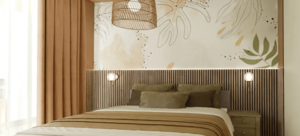 Modern bedroom wallpaper ideas for a calm and simple space.