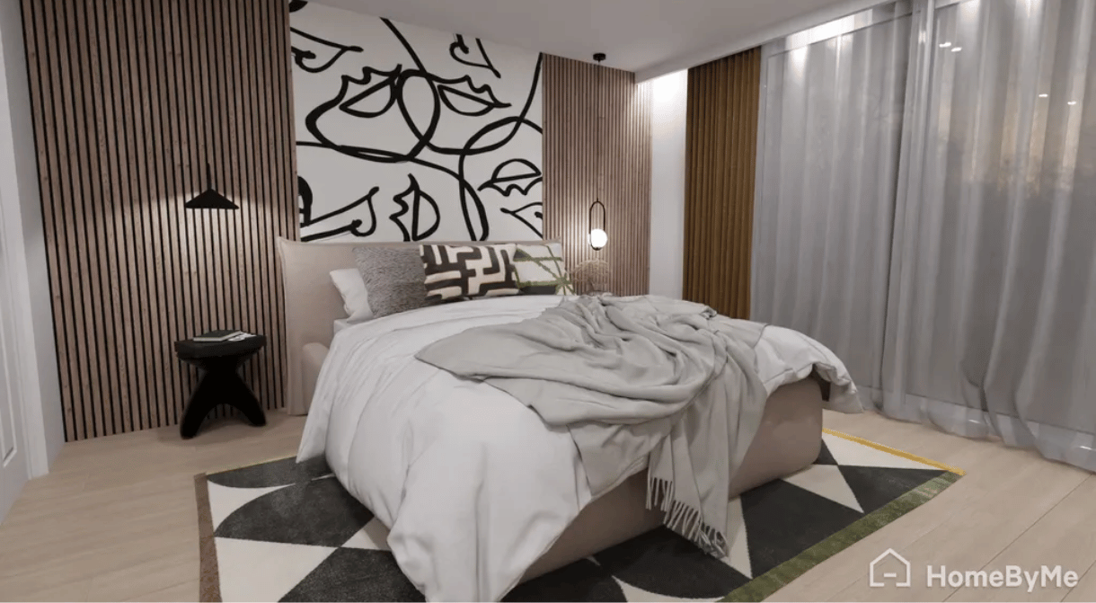idée déco chambre contemporaine avec du papier peint