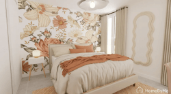 idée déco chambre avec du papier peint floral rosé