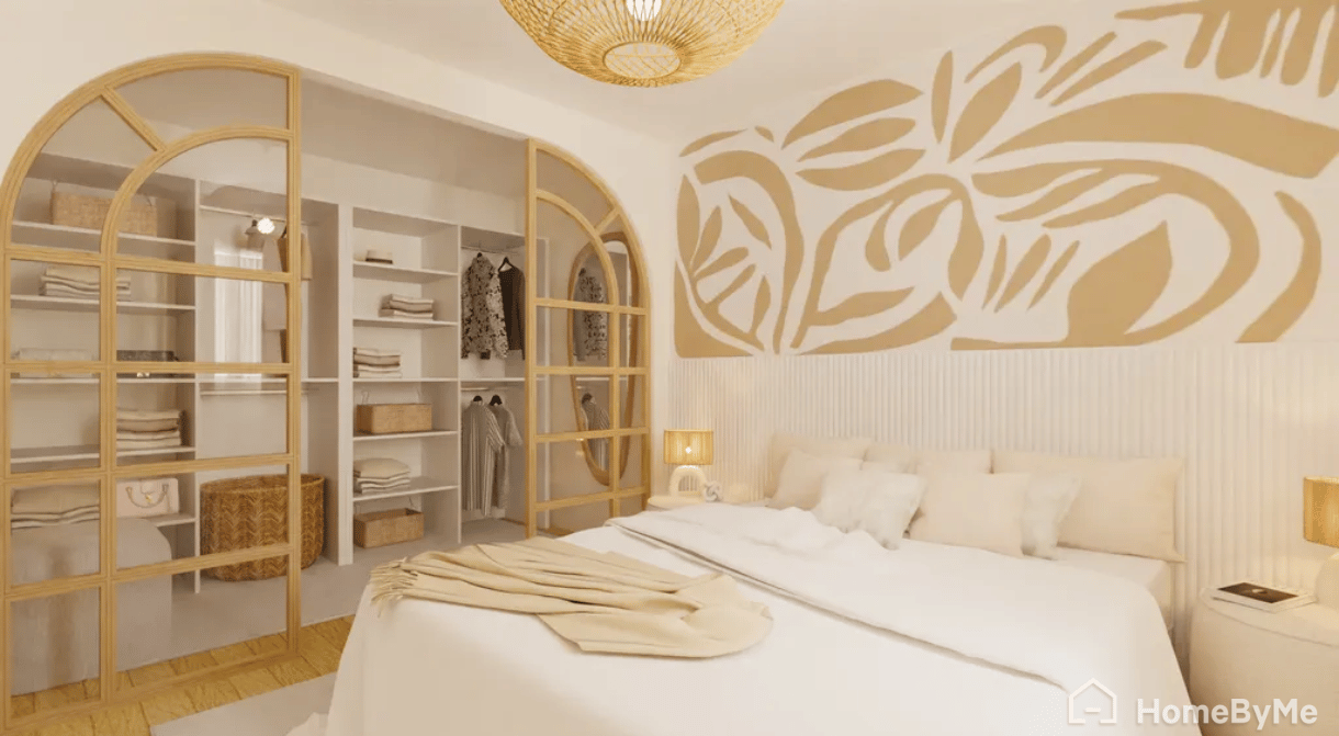 idée déco chambre avec papier peint organique