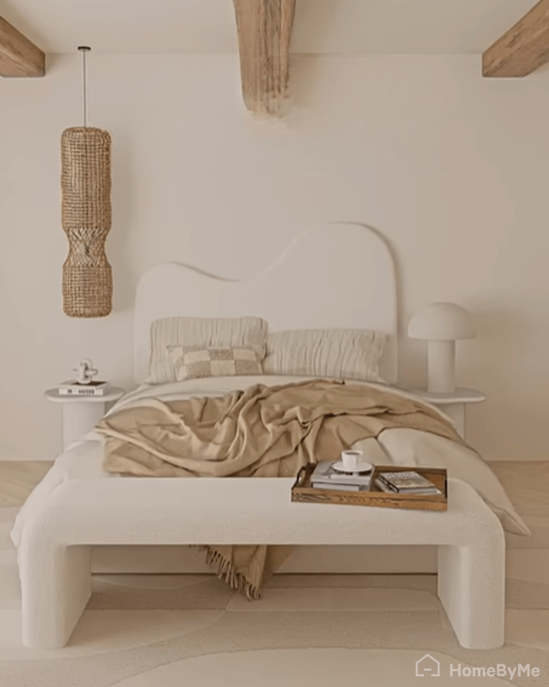 Tête de lit peinture formes organiques naturelles ambiance bohème