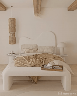 painted headboard with natural organic shapes for a boho vibe