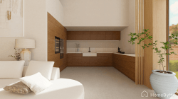 Scandinavian kitchen design example for a small corner a the room